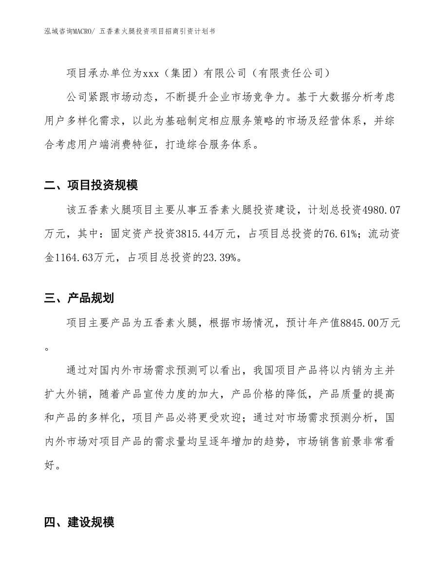 五香素火腿投资项目招商引资计划书_第5页