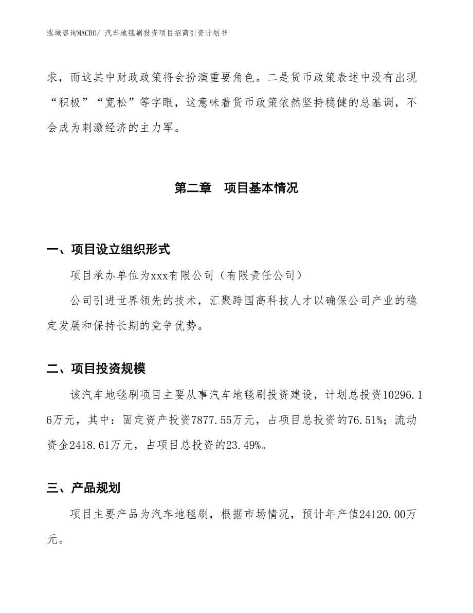 汽车地毯刷投资项目招商引资计划书_第5页