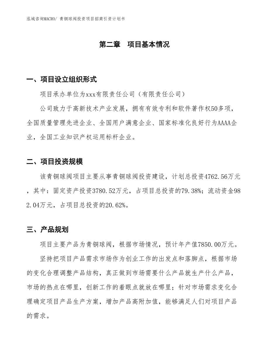 青铜球阀投资项目招商引资计划书_第5页