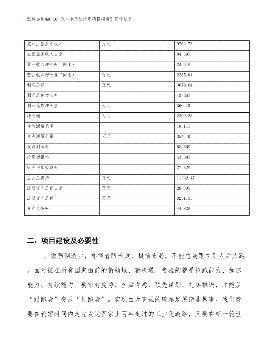 汽车专用胶投资项目招商引资计划书_第2页