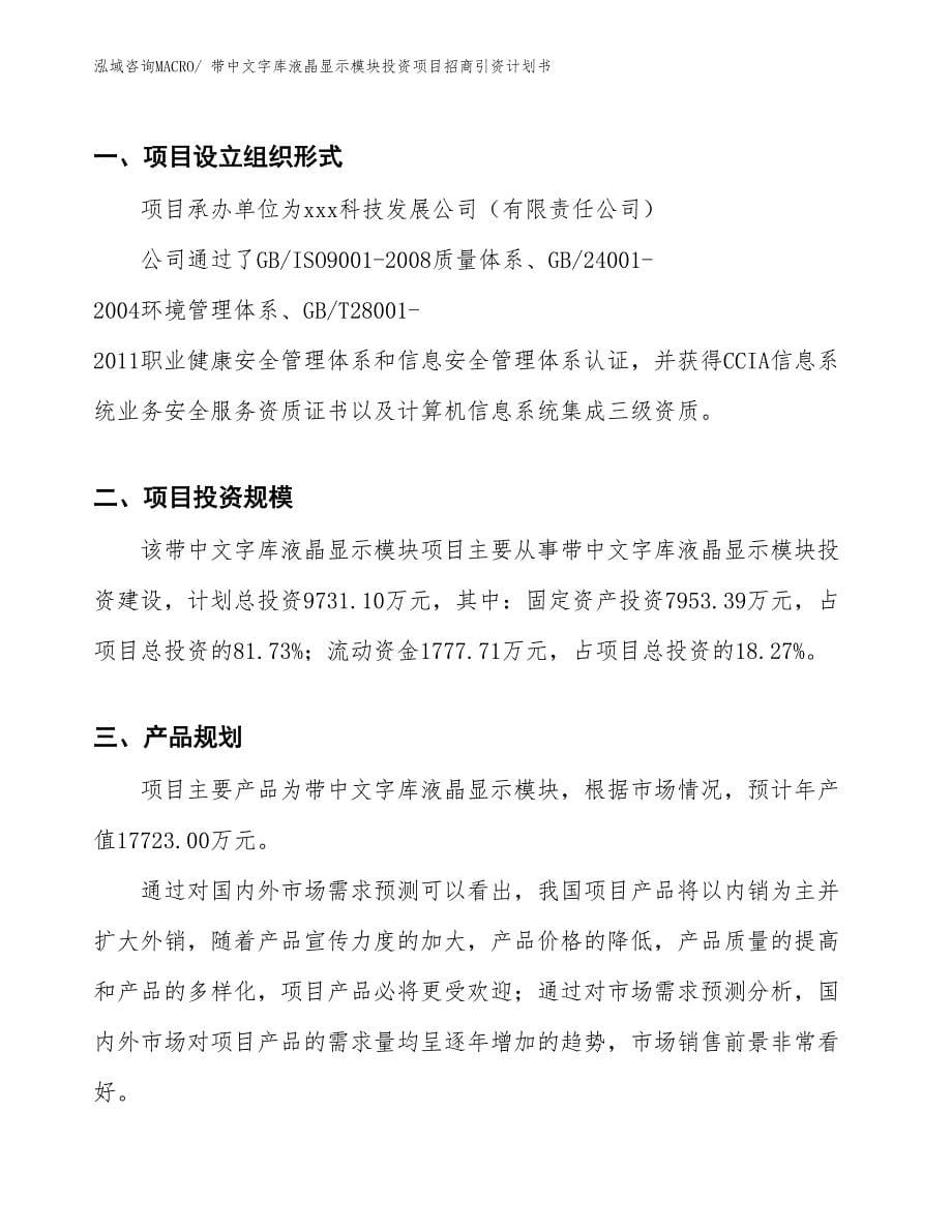 带中文字库液晶显示模块投资项目招商引资计划书_第5页