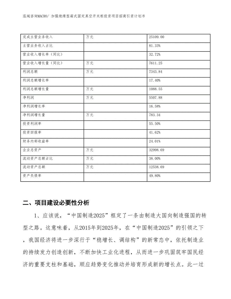 加强绝缘型箱式固定真空开关柜投资项目招商引资计划书_第2页