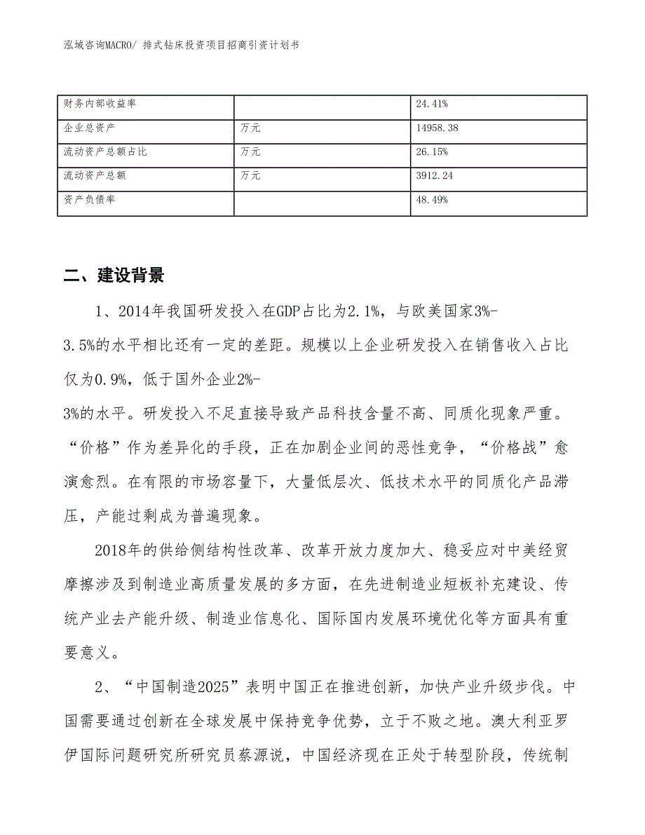 排式钻床投资项目招商引资计划书_第3页