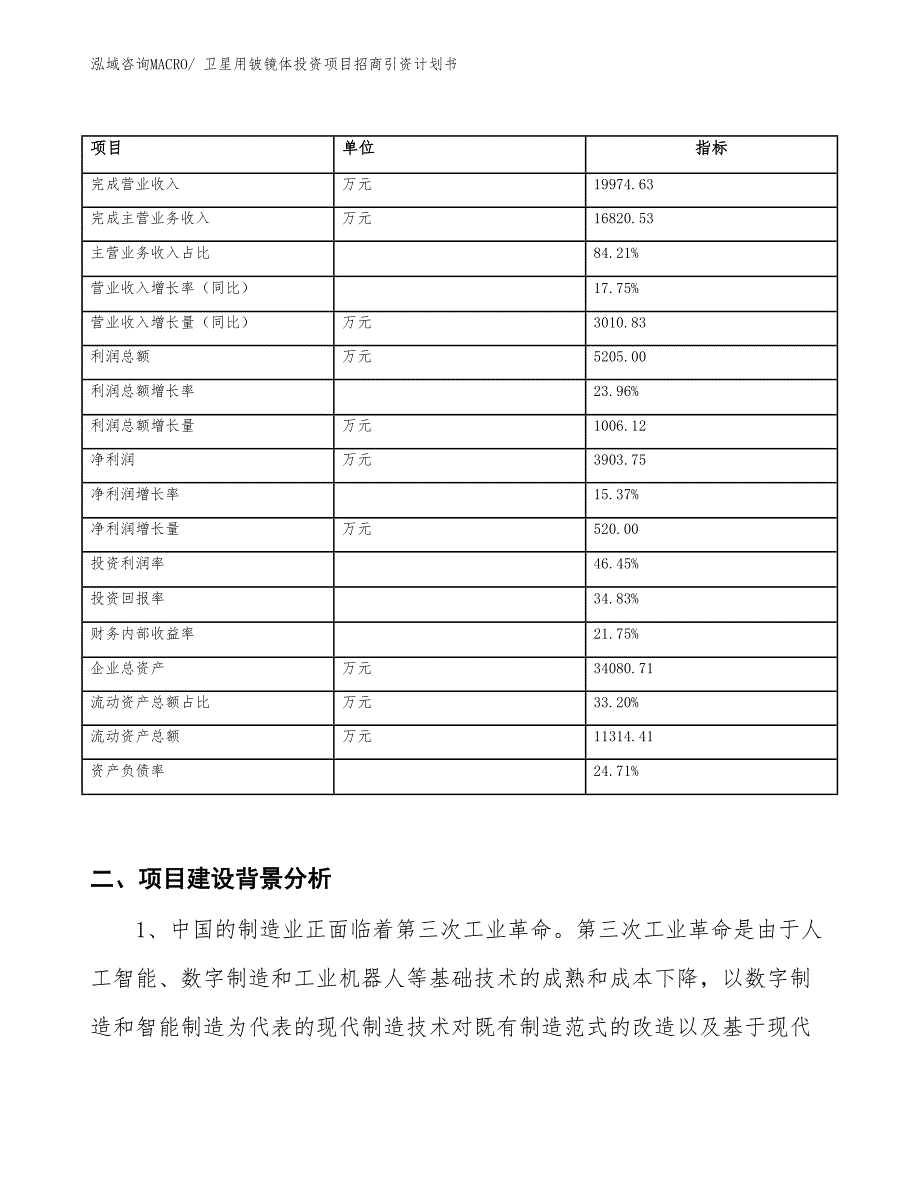 卫星用铍镜体投资项目招商引资计划书_第2页