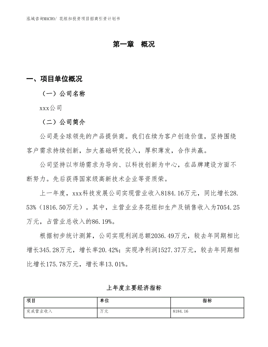 花纽扣投资项目招商引资计划书_第1页