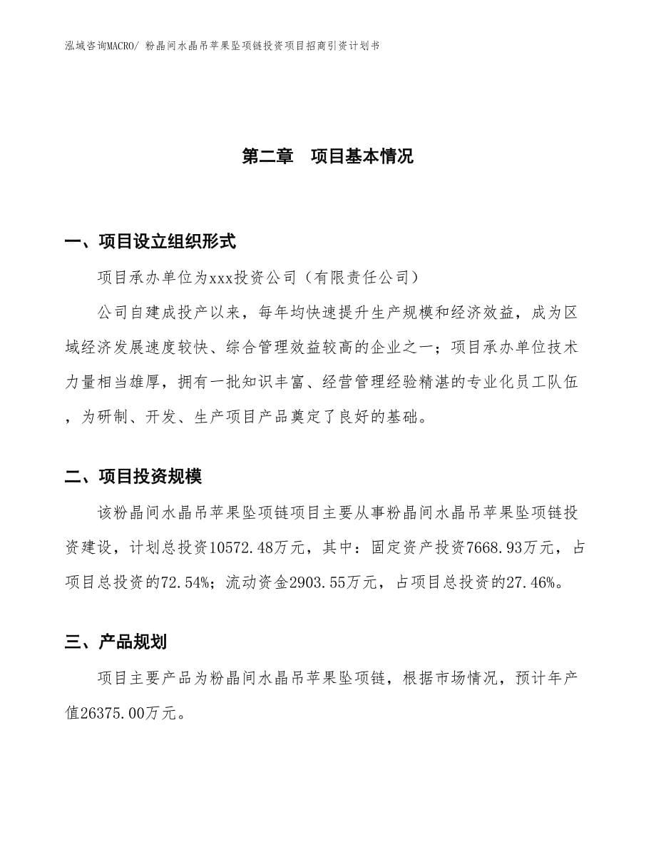 粉晶间水晶吊苹果坠项链投资项目招商引资计划书_第5页