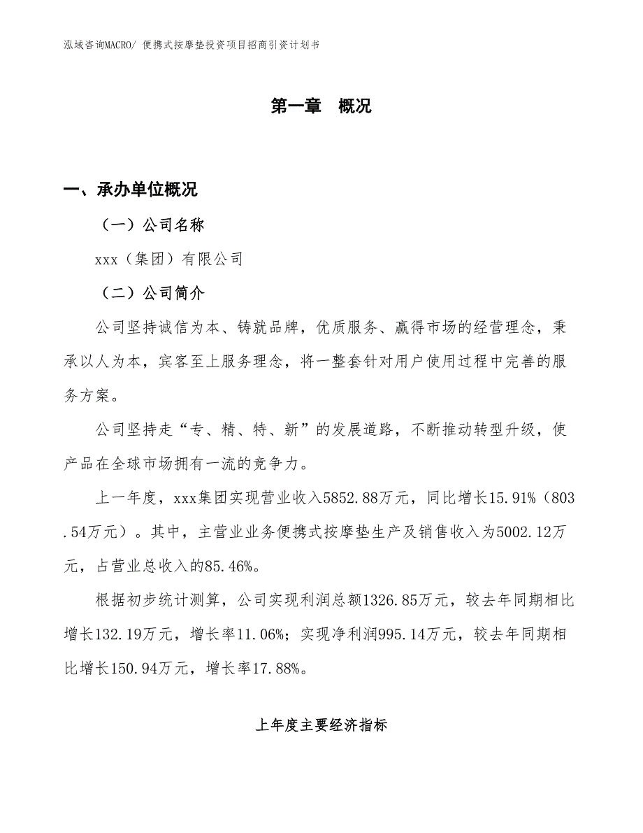 便携式按摩垫投资项目招商引资计划书_第1页