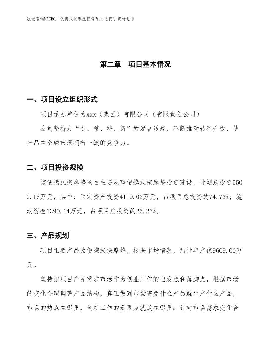 便携式按摩垫投资项目招商引资计划书_第5页