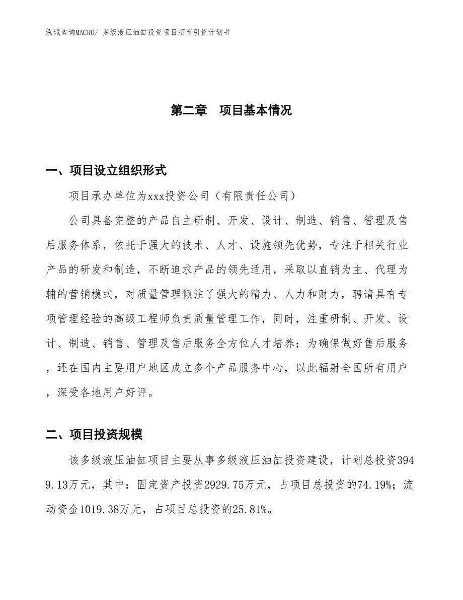 多级液压油缸投资项目招商引资计划书_第5页