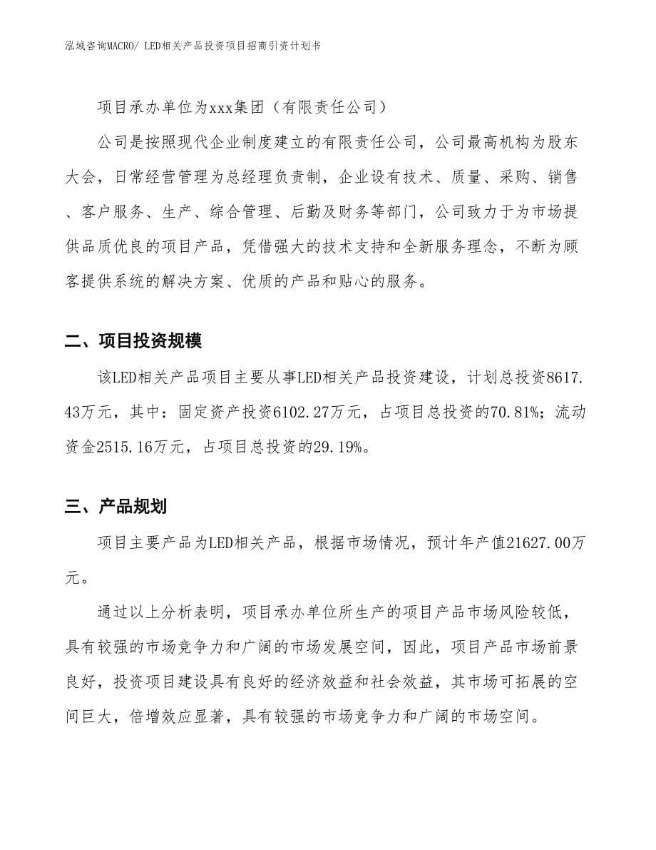 LED相关产品投资项目招商引资计划书_第5页