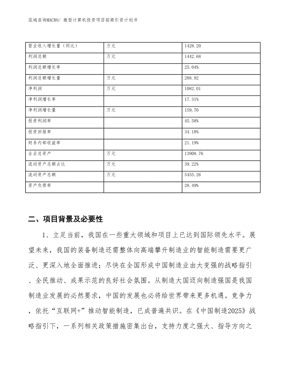 微型计算机投资项目招商引资计划书_第3页