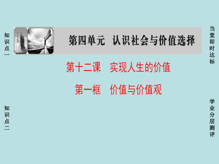 课堂新坐标2016-2017学年高中政治第4单元认识社会与价值选择第12课实现人生的价值第1框价值与价值观课件_第1页