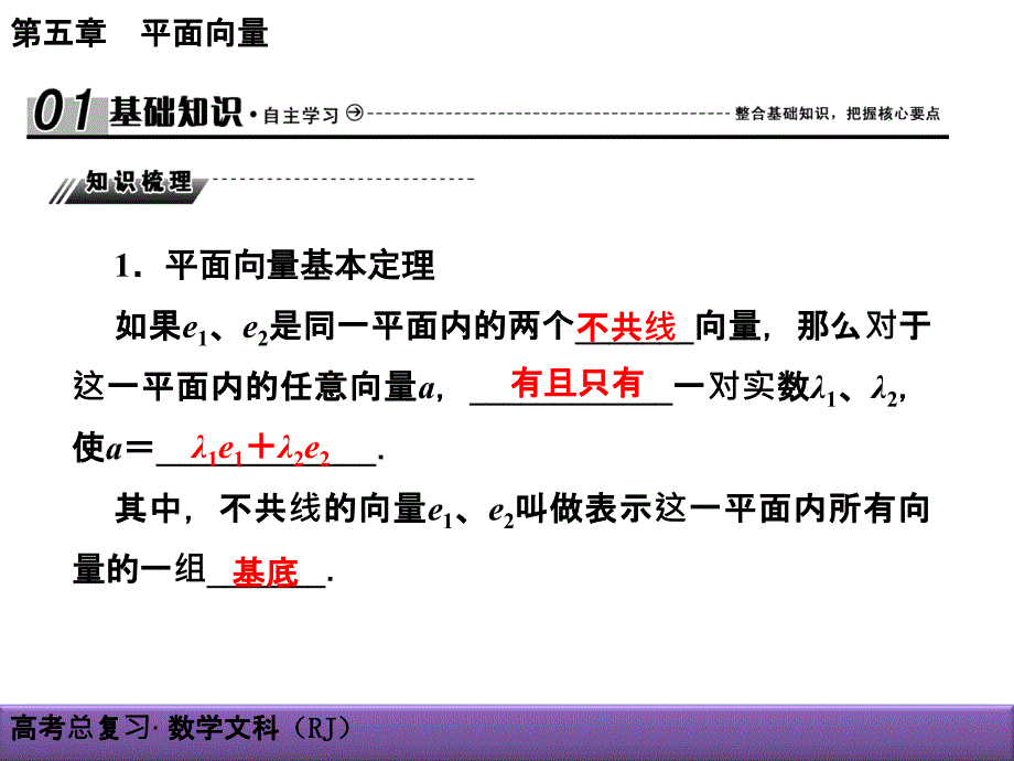 2018届高考（新课标）数学（文）大一轮复习（课件+检测）（基础梳理+热点题型+演练提升）-第五章   平面向量 (2)_第2页