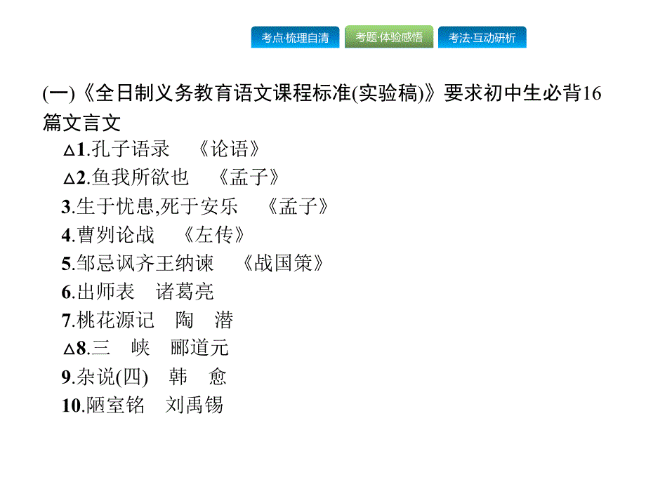 2018年中考语文总复习（安徽专版）名师课件：1.1 专题一　名句名默写 （共29张ppt）_第2页