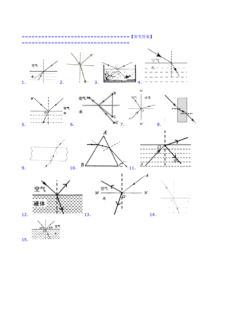 光的折射光路图及单选题练习及答案_第4页