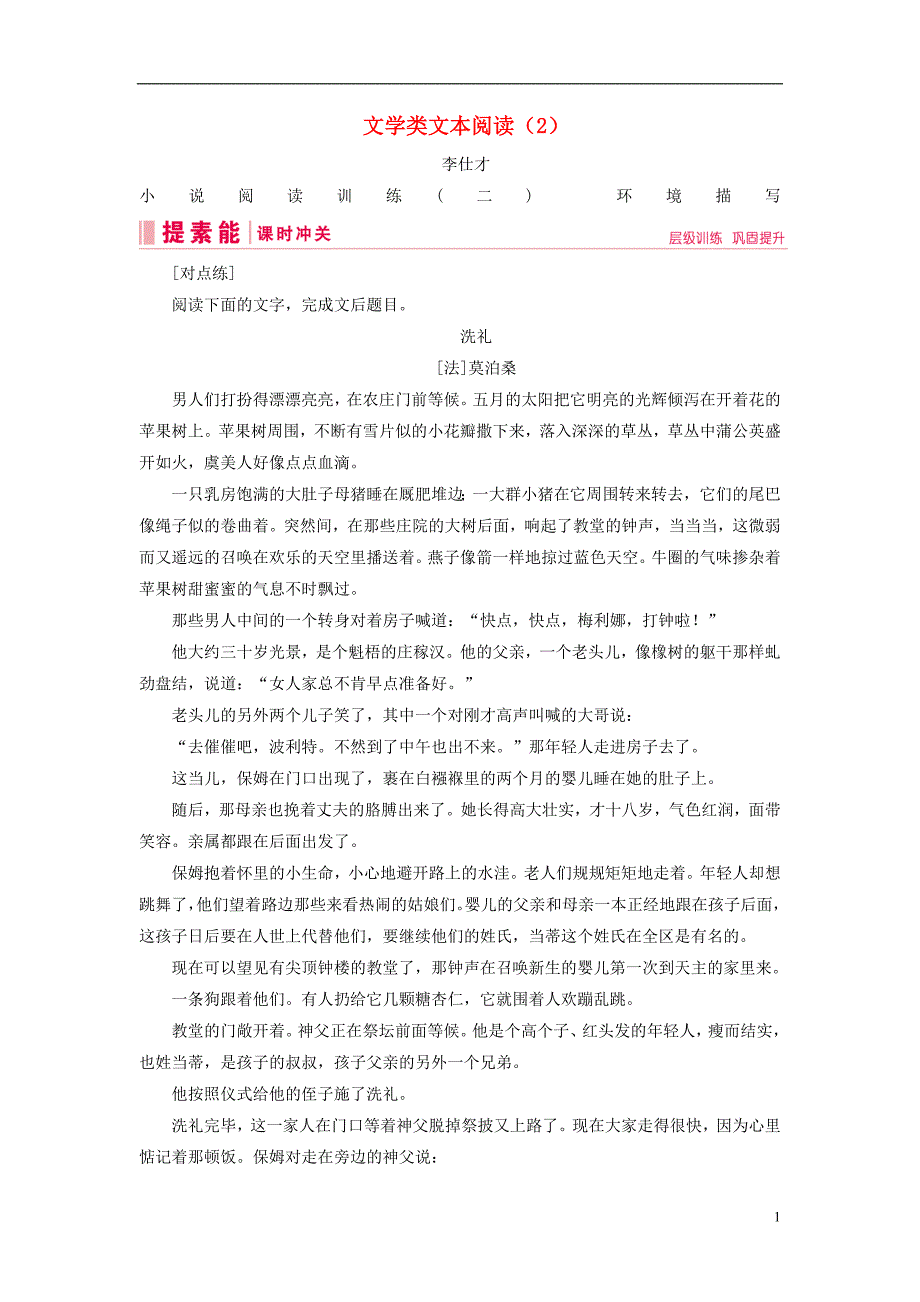 2019年高考语文总复习 第二部分 现代文阅读 专题二 文学类文本阅读（2）（含解析）新人教版_第1页