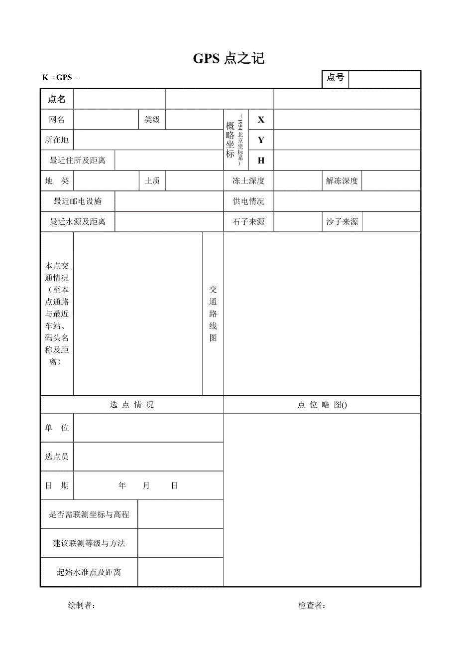 gps点之记 制式模板样表_第1页