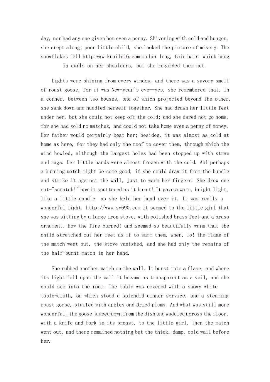 《卖火柴的小女孩》原文及英文版译文标准_第3页