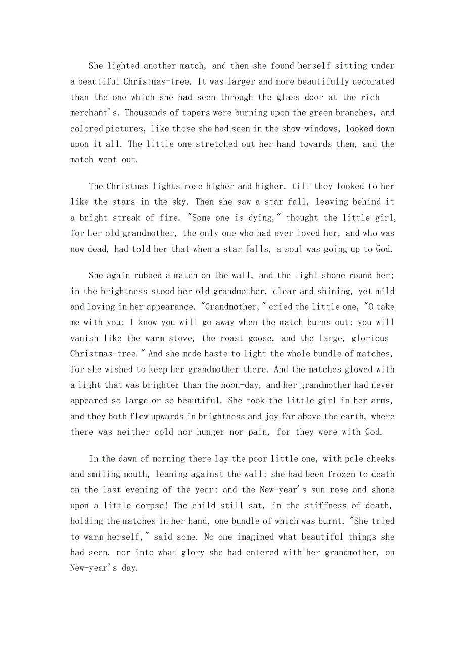 《卖火柴的小女孩》原文及英文版译文标准_第4页