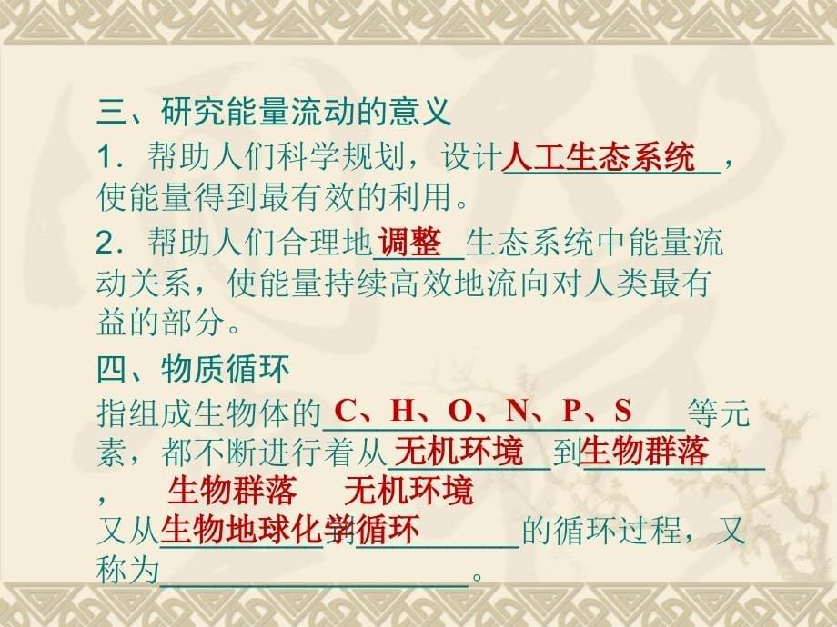 【生物】2011高三生物一轮复习精品课件：必修3-第5章-第2、3节生态系统的功能——能量流动与物质循环_第5页