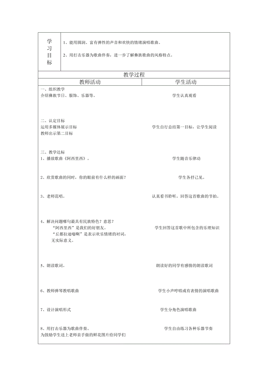 八年级音乐《阿西里西》教案实验中学刘春红_第2页