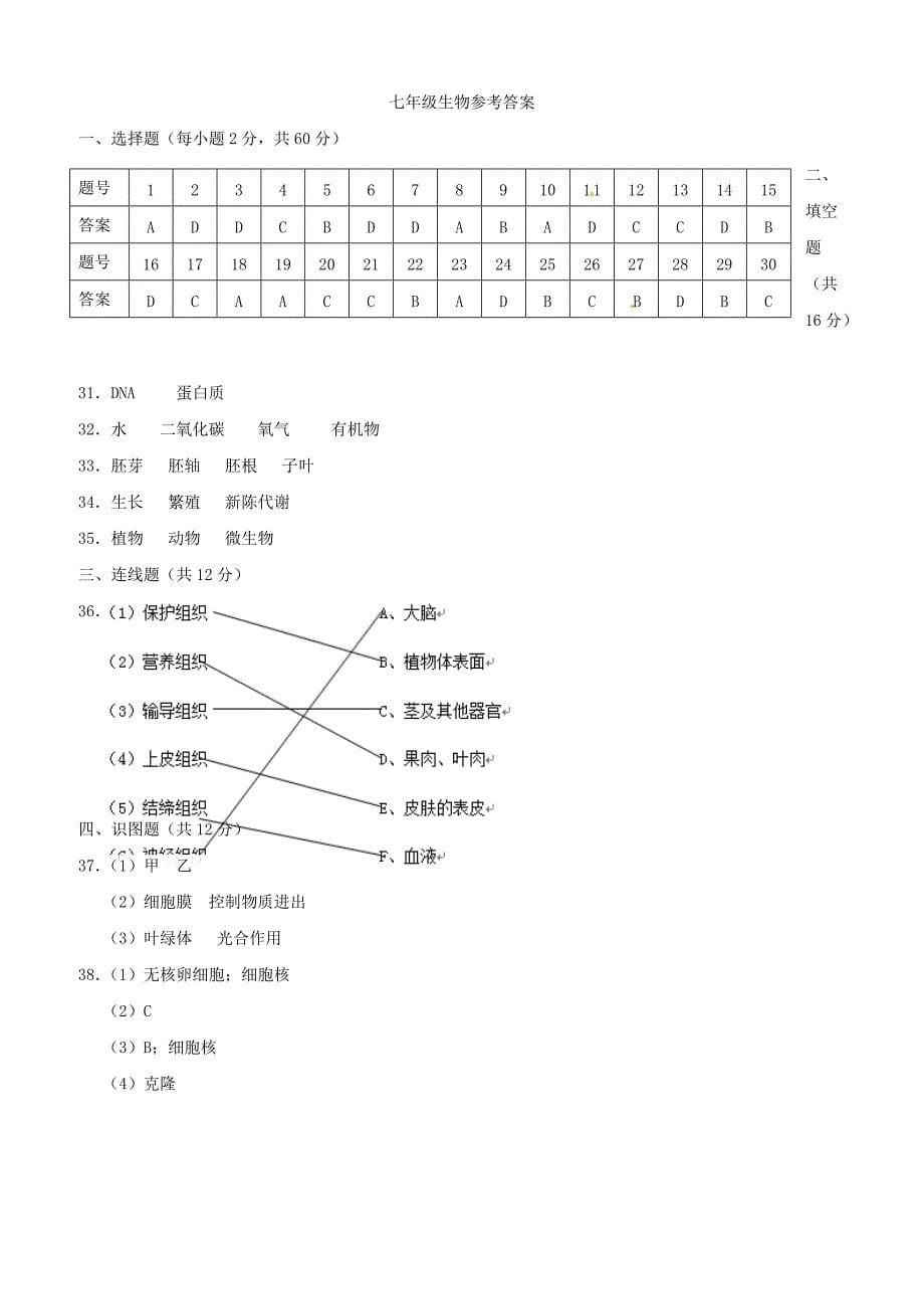 广东省揭阳市揭西县第三华侨中学2017_2018学年七年级生物上学期第二次月考试题新人教版（附答案）_第5页