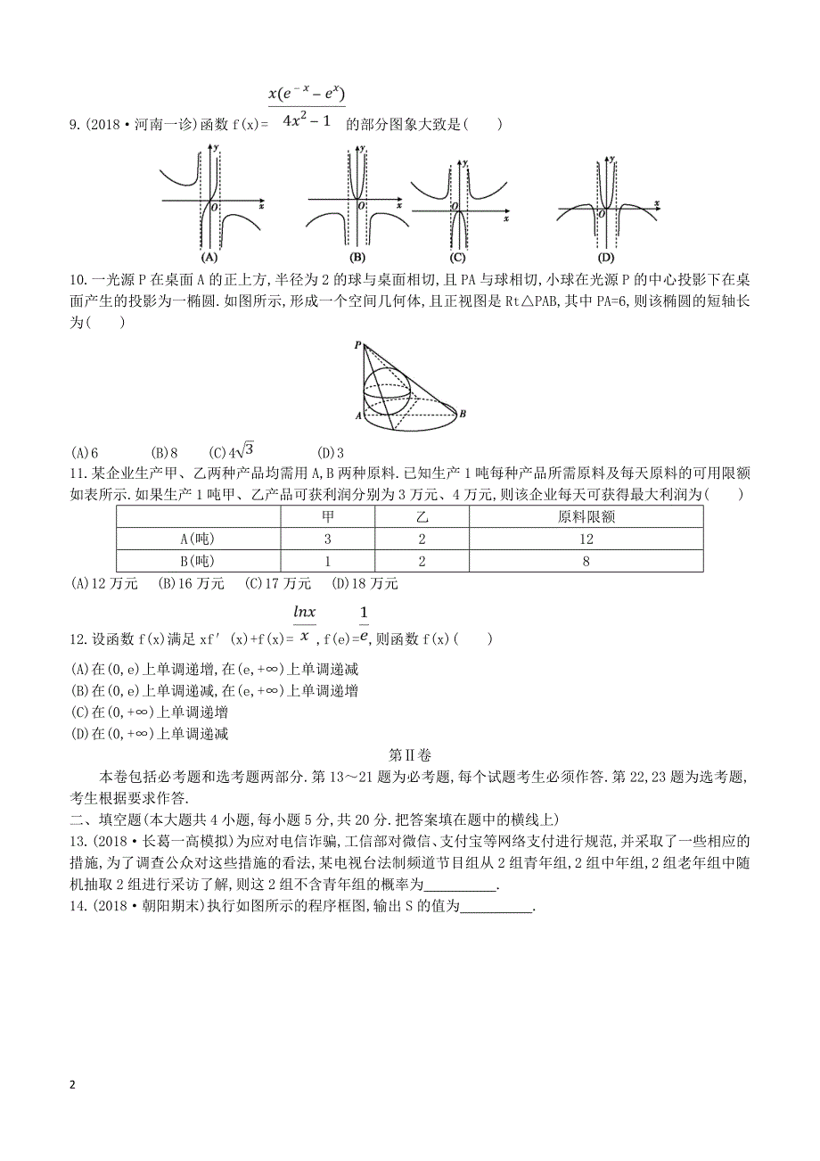 2019届高考数学二轮复习仿真冲刺卷八理（含答案）_第2页