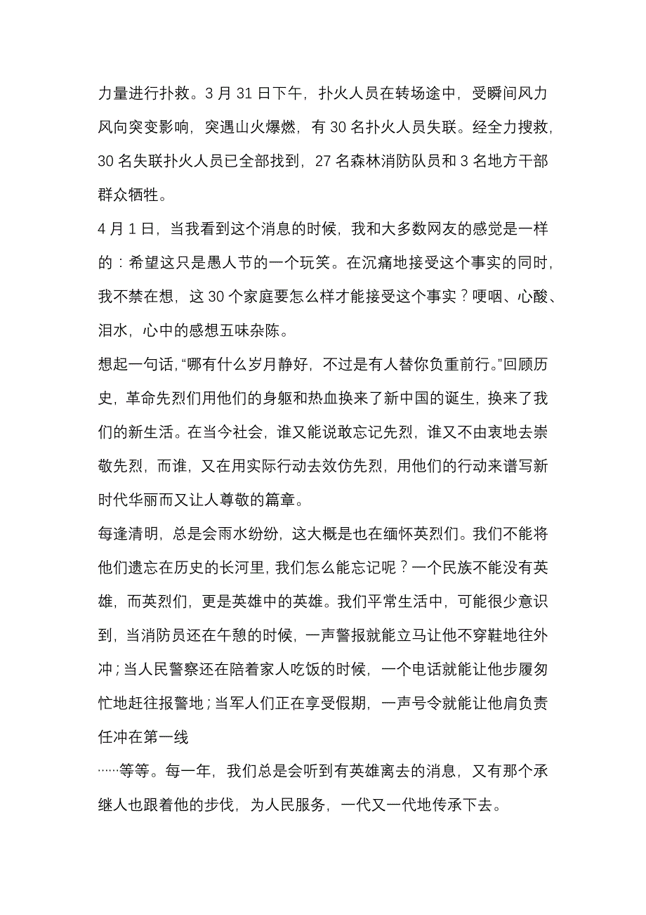 精选关于悼念凉山大火消防英烈心得篇_第3页