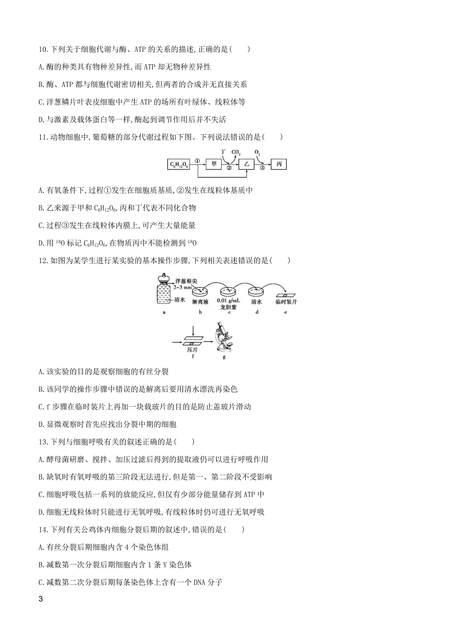 2018版高考生物一轮 阶段检测卷(四)（有答案）_第3页