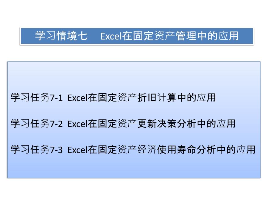 excel在财务与会计中的应用教学资源学习情境七  excel在固定资产管理中的应用_第2页