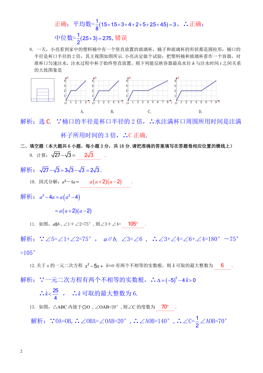 2014年江西省抚州市中考数学试题（含答案）_第2页