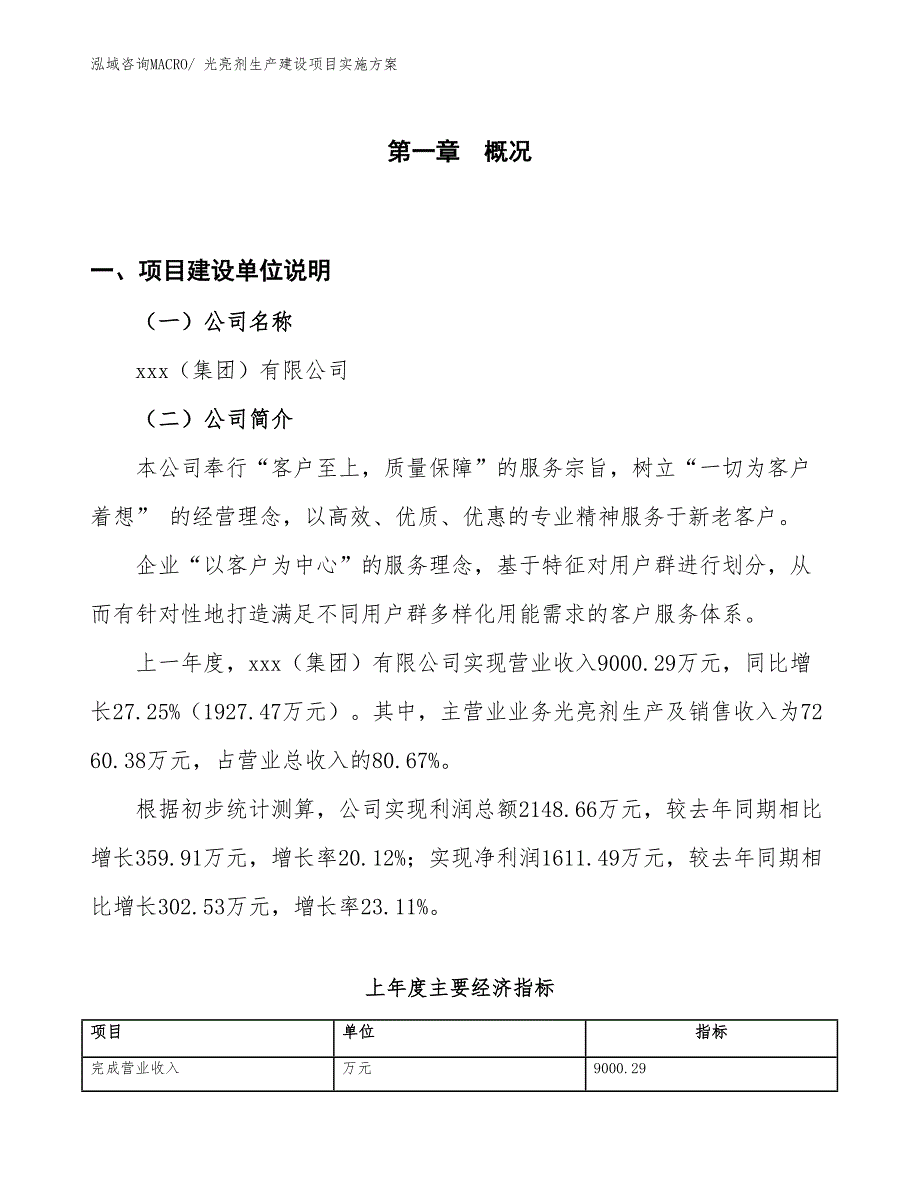 光亮剂生产建设项目实施方案(总投资16550.12万元)_第1页