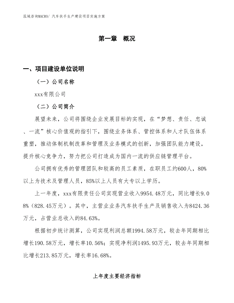 汽车扶手生产建设项目实施方案(总投资10533.00万元)_第1页