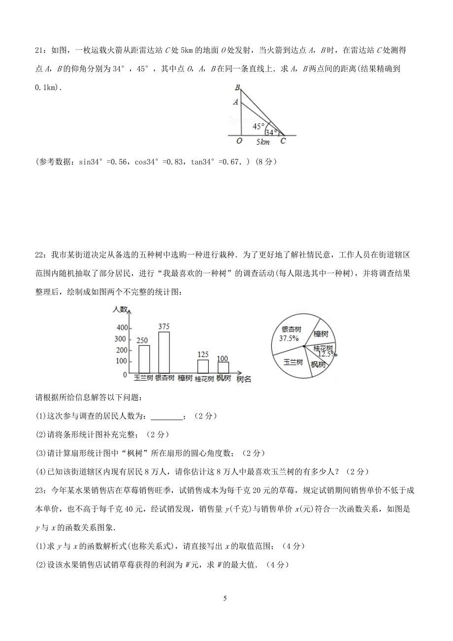 湖南省邵阳市城区2018届九年级数学上学期期末联考试题湘教版（附答案）_第5页