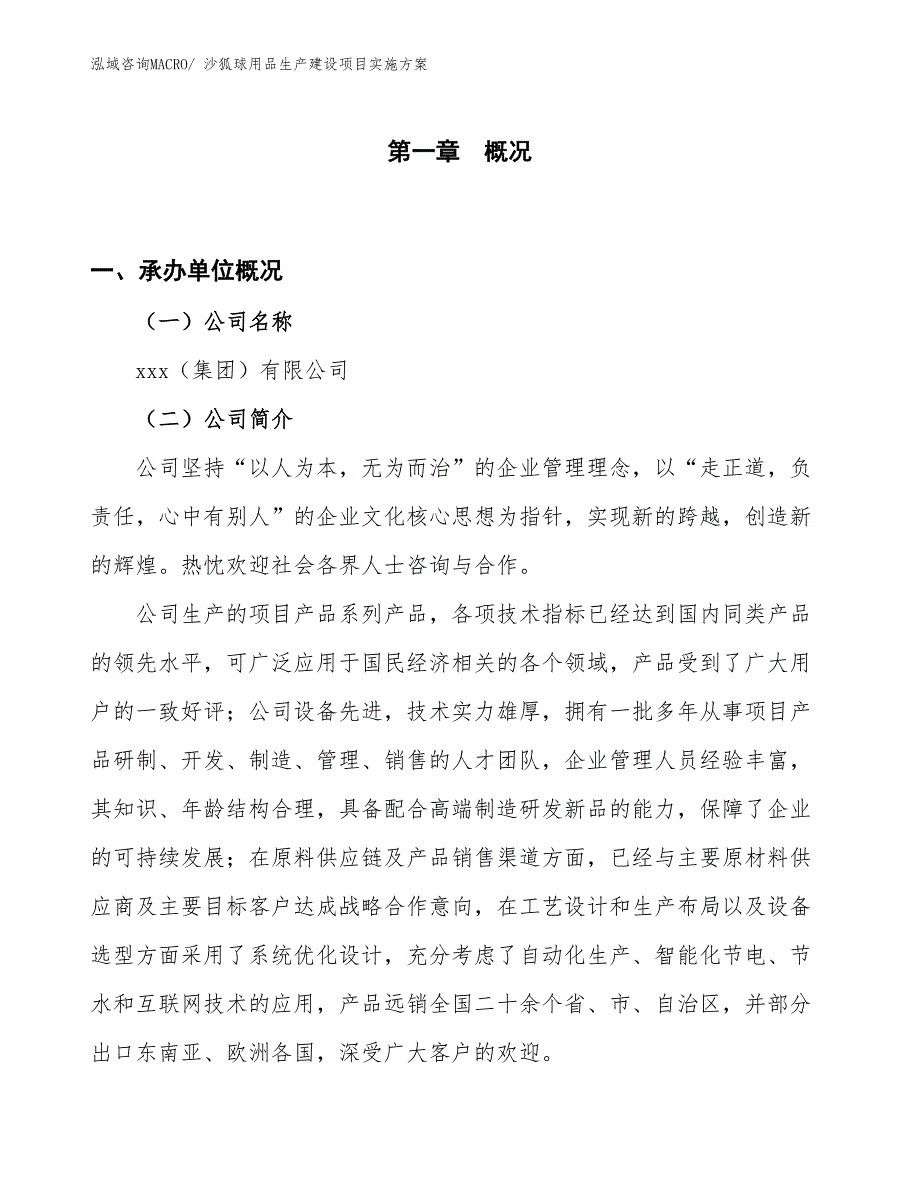 沙狐球用品生产建设项目实施方案(总投资19802.46万元)_第1页