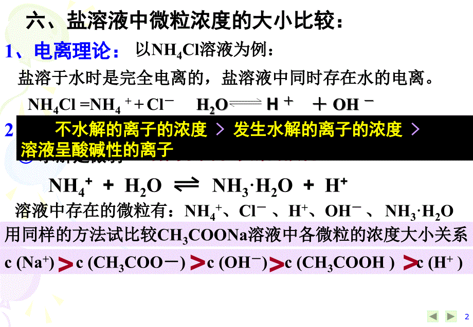 高中化学选修四幻灯片：3-3-盐类的水解-离子浓度大小比较(共32张ppt)_第2页