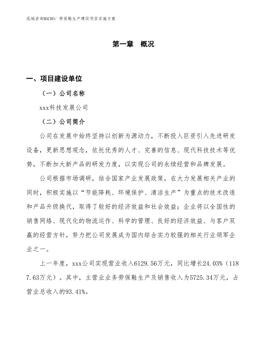 劳保鞋生产建设项目实施方案(总投资5872.92万元)_第1页