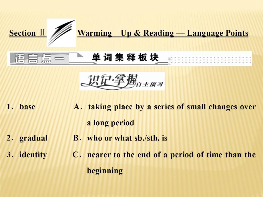 2018-2019版英语新学案同步人教必修一全国通用版课件：Unit+2+Section+Ⅱ　Warming+Up +Reading+—+Languag_第1页