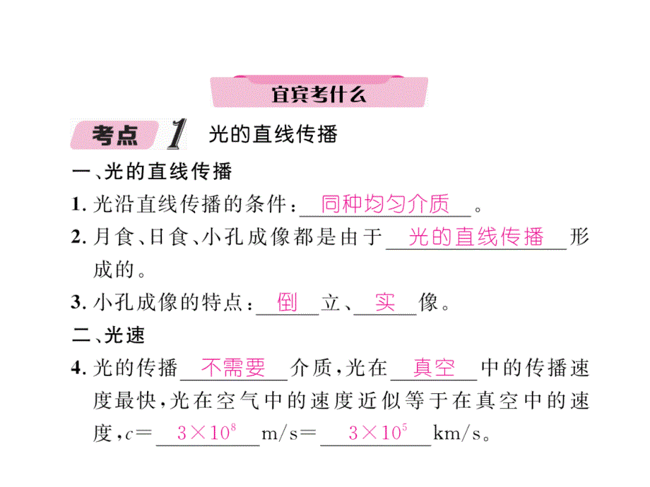 2018年宜宾市中考物理复习精讲：第1部分 教材知识梳理篇 第4章 光现象课件_第3页