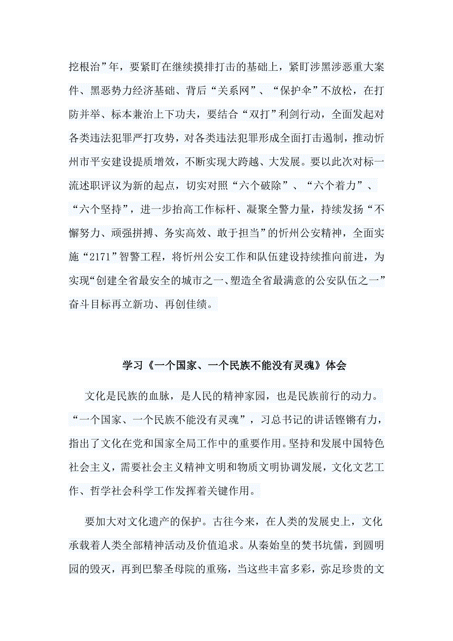 公安局对标一流述职评议大会讲话稿与学习《一个国家、一个民族不能没有灵魂》体会6篇_第3页