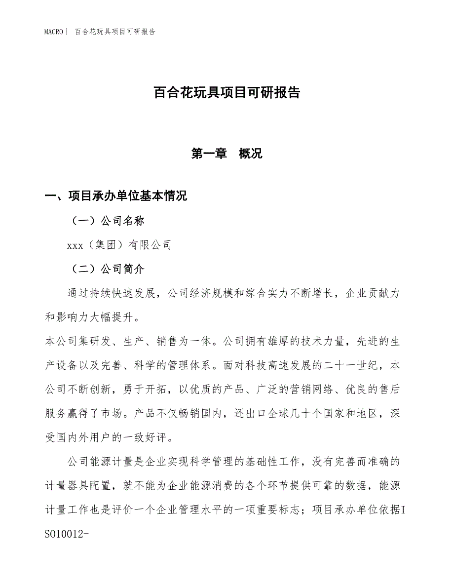 百合花玩具项目可研报告_第1页