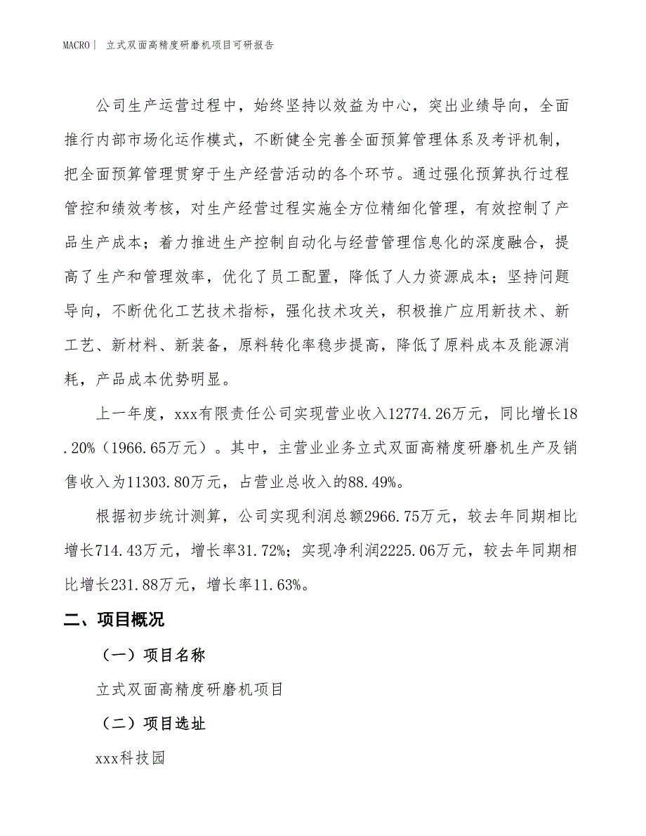 立式双面高精度研磨机项目可研报告_第2页