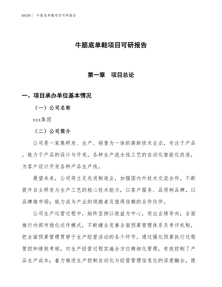 牛筋底单鞋项目可研报告_第1页