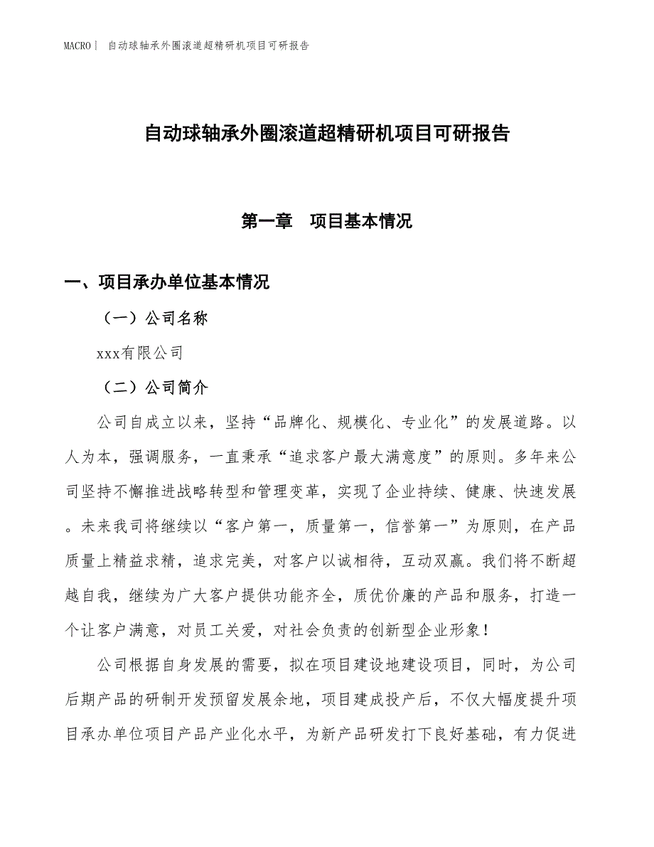 自动球轴承外圈滚道超精研机项目可研报告_第1页