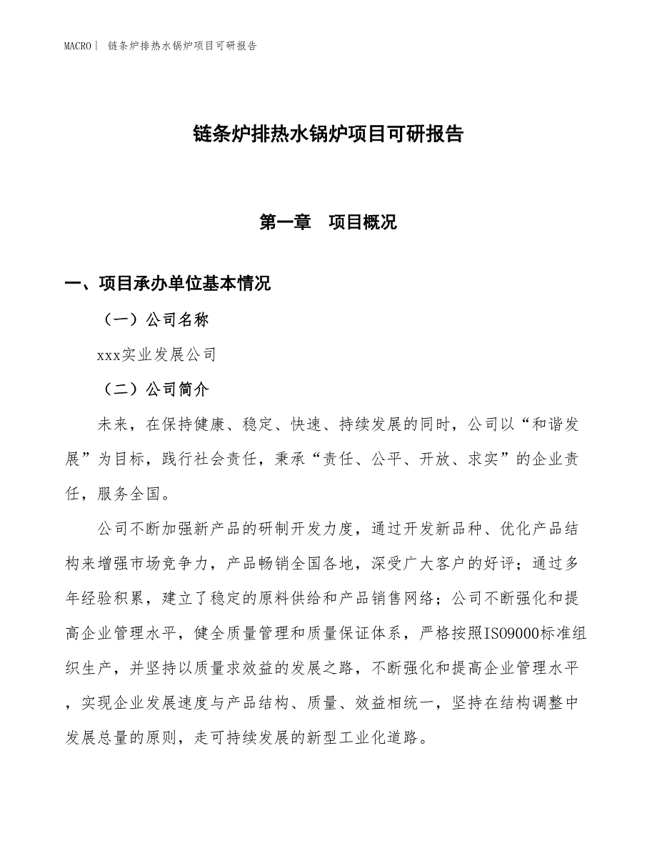 链条炉排热水锅炉项目可研报告_第1页