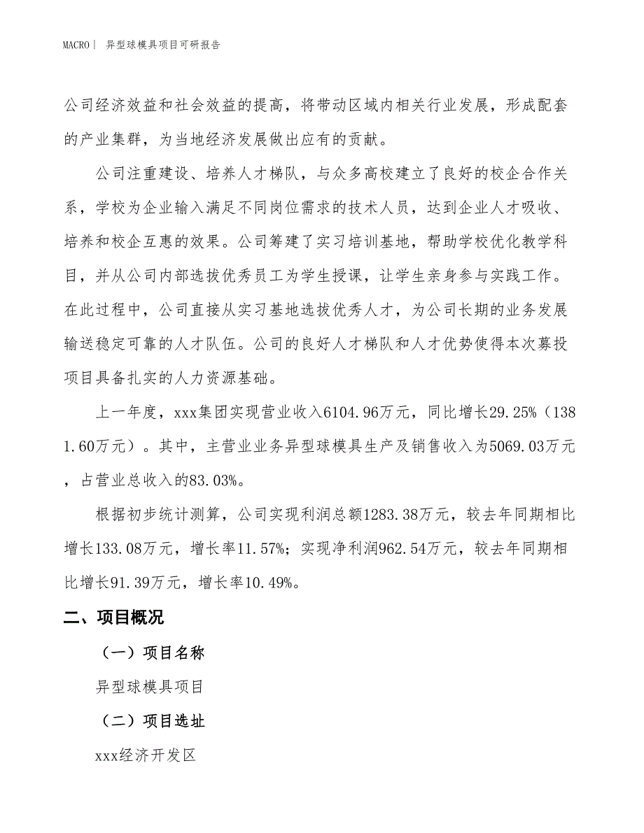 异型球模具项目可研报告_第2页