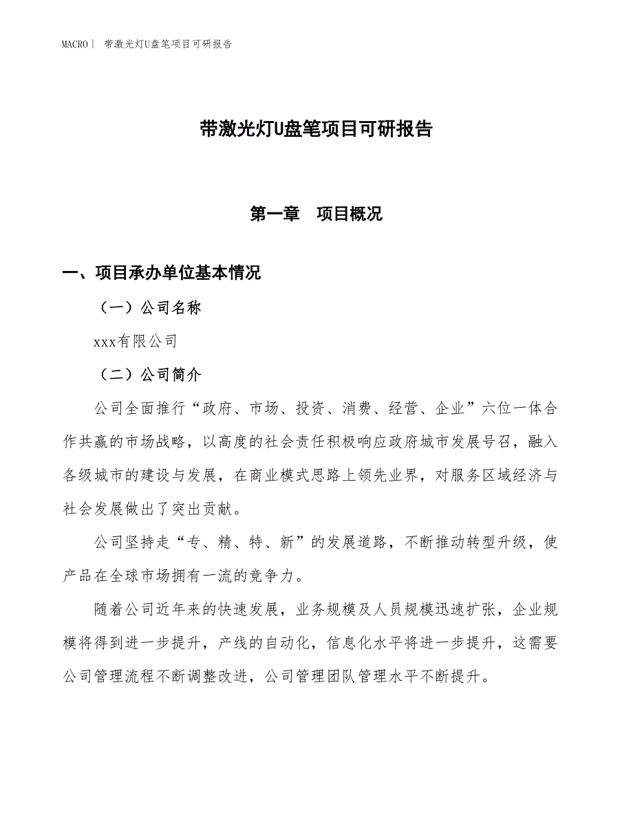 带激光灯U盘笔项目可研报告_第1页