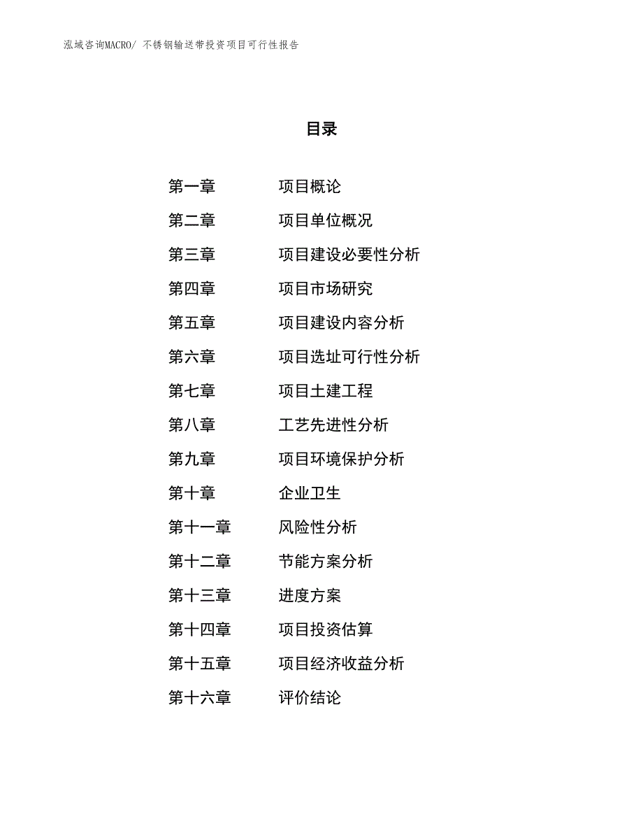 不锈钢输送带投资项目可行性报告(总投资16160.00万元)_第1页