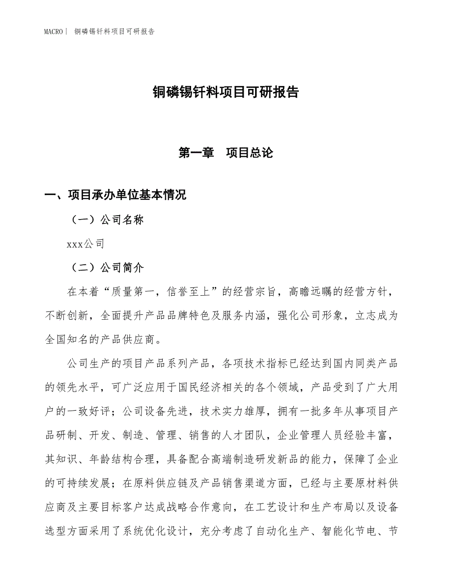 铜磷锡钎料项目可研报告_第1页