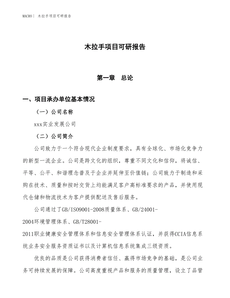 木拉手项目可研报告_第1页